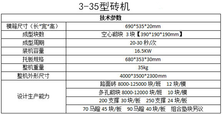 QTY3-35檢查井模塊制磚機技術參數表